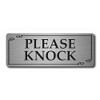 Please knock metal sign 20cmx 7.5cm (Brushed Silver)