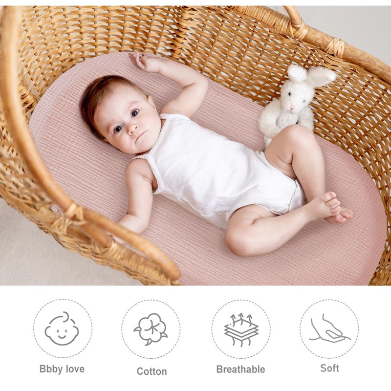 Fitted Sheet Pram, Set of 2, 81 x 43 cm,