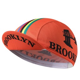 BikingBros Brooklyn Orange Cycling Cap - Retro Cycling Hat-Under Helmet - Cycling Helmet Liner Breathable&Sweat Uptake
