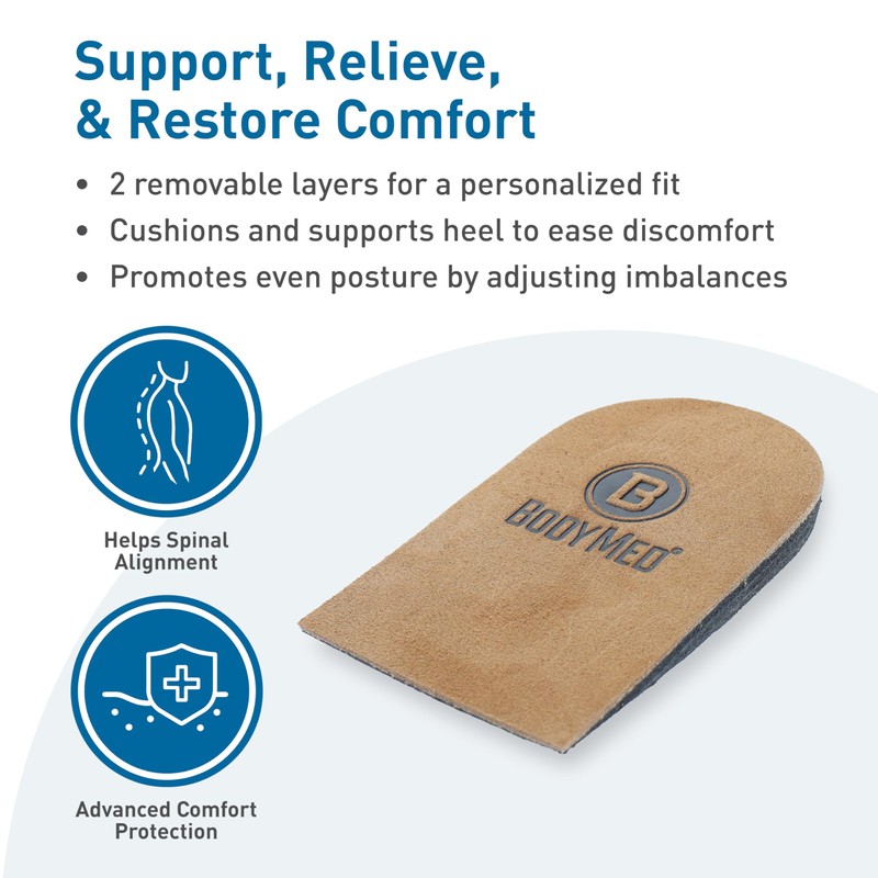 BodyMed Adjustable Heel Lift for Men and Woman, Medium (1-Pack)