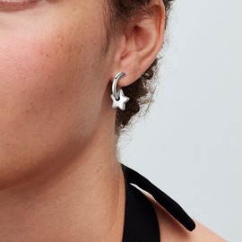 KEQ 925 Sterling Silver Shining Shooting Star Stud Post Earrings Trendy 925 Sterling Silver Post Hypoallergenic Star Earrings (Shooting Star Stud)