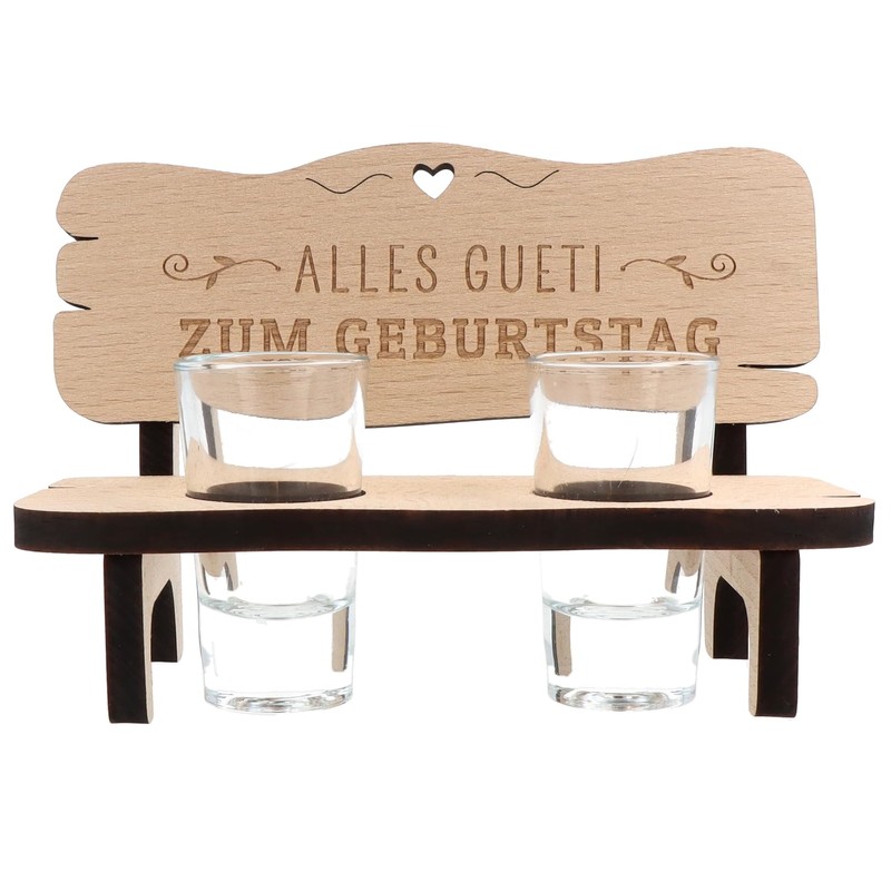 Spruchreif Shot Bench with 2 Glasses Gift for Birthday Funny
