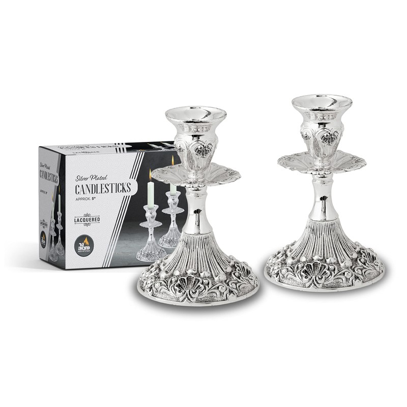 Silver Plated Candlesticks - 2 Pack Set - Pair of
