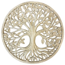 Top Brass Top Brass Tree of Life Wall Sculpture C 11 5/8 Diameter C Sacred Celestial Holy Tree of Knowledge Hanging Art/Spiritual Family Decor C Weathered White Finish