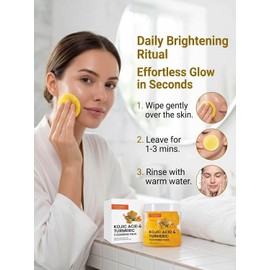 Discos Limpiadores Exfoliantes de Cúrcuma y Ácido Kójico para Rostro y Cuerpo (100 Unidades)