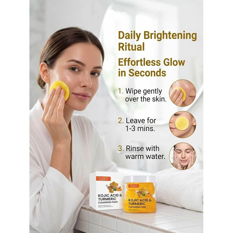 Discos Limpiadores Exfoliantes de Cúrcuma y Ácido Kójico para Rostro