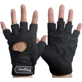 LeerKing Gym Workout Gloves Weight Lifting Padded Grips with Flexible Wrist Wraps for Men Women Youth Pull ups Exercise Bike Fitness Watersport Black XL