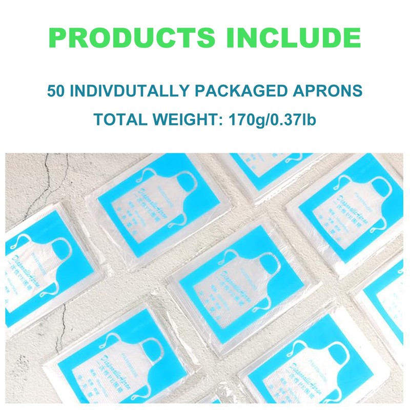 Bluelark Disposable Aprons (50 Count) Waterproof Plastic Apron For Painting,