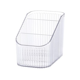DASITON - Soporte para brochas de maquillaje de gran capacidad, 3 ranuras, portavasos para brochas de maquillaje, clásico, para decoración de cambiador, encimeras de baño, contenedor de almacenamiento de computadora, vitrinas de cosméticos (transparente-