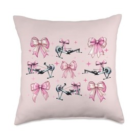 Coquette Bow Rowing Machine Rowing Workout Girl Mom Pink Throw Pillow