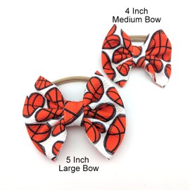Basketball Bow and Nylon Headband, Handmade Bullet Fabric Sports Bow Soft Nylon (Basketball Headband- 4 Inch)