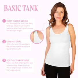 Skinny Tees Women's Basic Wide Strap Cami, White, One Size