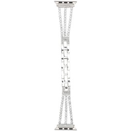 Rhinestone Brass Metal Bracelet Watch Band Strap Replacement for IOS Watch Silver38/40mm
