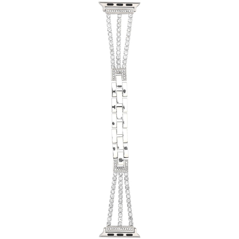 Rhinestone Brass Metal Bracelet Watch Band Strap Replacement for IOS