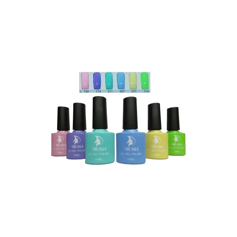 Gel Semipermantente Marca Mussa Gama 6 Piezas Para Uñas