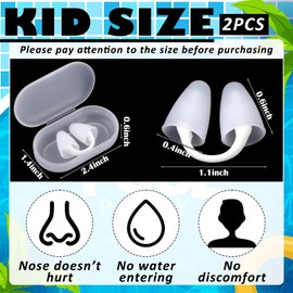 Relaxweex 2 Pack Nose Plugs for Swimming for Adults and Kids (Age 7-12), Waterproof Soft Silicone Swimming Protectors Nose Block Nostril Plugs for Swimmers Surfers Water Sports(White,Kids)