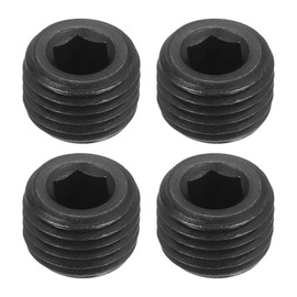 sourcing map 4Pcs Male Thread Socket Pipe Plugs, M14-1.5x10mm Carbon Steel Internal Hex Thread Pipe Caps for Pipe Fitting and Sealing, Black