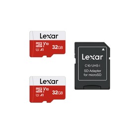 Lexar 32GB Micro SD Card 2 Pack, microSDHC UHS-I Flash Memory Card with Adapter - Up to 100MB/s, U1, Class10, V10, A1, High Speed TF Card (2 microSD Cards + 1 Adapter)