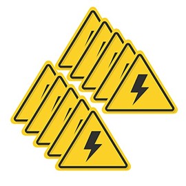 Haobase 10 Pcs Danger Symbol Electrical Hazard Warning Safety Sign Sticker - 5 cm x 4.2 cm - Self Adhesive Vinyl
