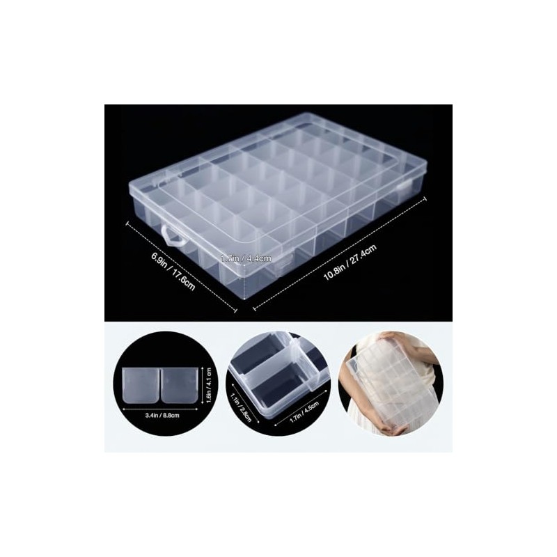 2piezas Cajas organizadoras de plástico transparente de 36 rejillas