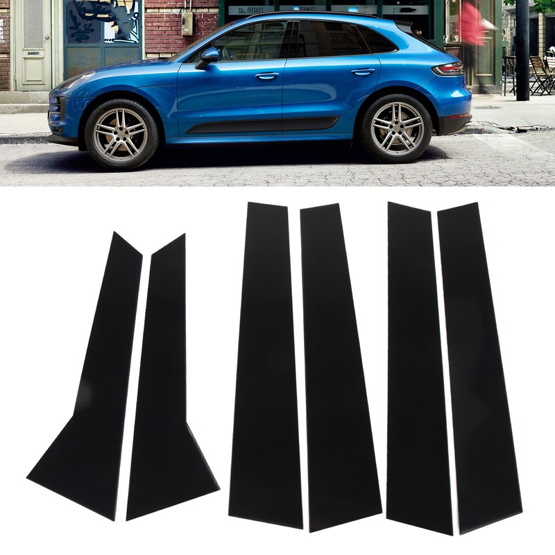 6Pcs B Pillar Posts Trim Glossy Black Exterior Window Decal