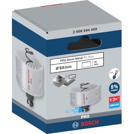 Bosch 1 x Pro Sheet Metal Power Change Plus Hole Saw (for Stainless Steel Sheets, Steel Sheets, Diameter 64 mm, Professional Accessories Drill/Screwdriver)