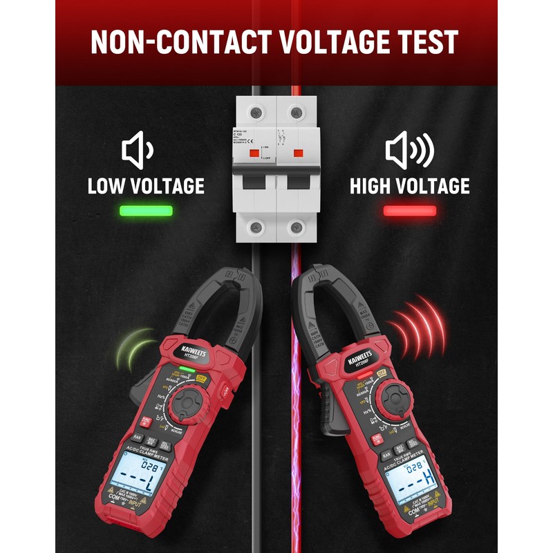 KAIWEETS Inrush Digital Clamp Meter 1000A with Backlit; Multimeter TRMS