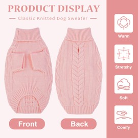 Small Dog Sweater, Fall Dog Sweaters Boy, Girl Dog Sweater Thanksgiving, Dog Sweatershirt with Harness Hole, Cute Puppy Christmas Sweater, Warm Winter Clothes for Small Dogs Toy Poodle, Yorkie, Pink S