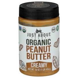 Just About Food Peanut Butter Creamy Organic 16 oz (Pack of 6)