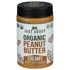 Just About Food Peanut Butter Creamy Organic 16 oz (Pack of 6)