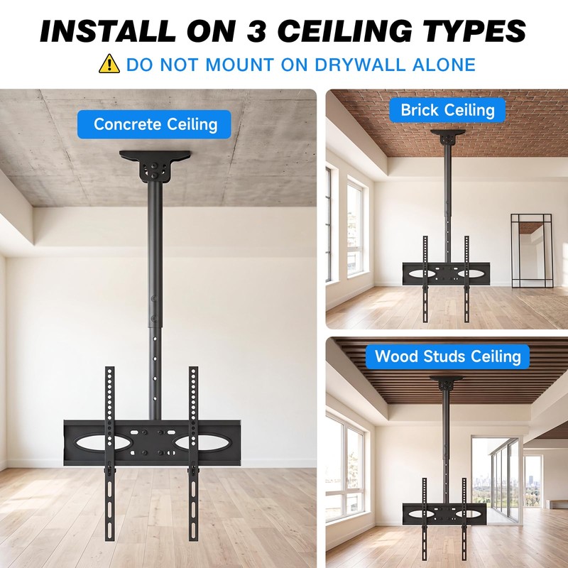 Rfiver Ceiling TV Mount for 32-70 inch TVs, Sloped Ceiling