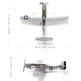 NUOTIE P51-D Mustang 1/72 Metal Airplane Model Kit with Stand WWII Diecast Fighter Model Vintage Prebuild Military Aircraft Collection for Display or Gift (Big Beautiful Doll)