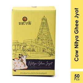 Satvik Pure 50 Pc. Cow Ghee Wicks Readymade Cow Ghee Cotton Wicks Diya/Ghee Diya/Puja Batti for Your Daily Pujan Essential (Upto 30 Mins Time)