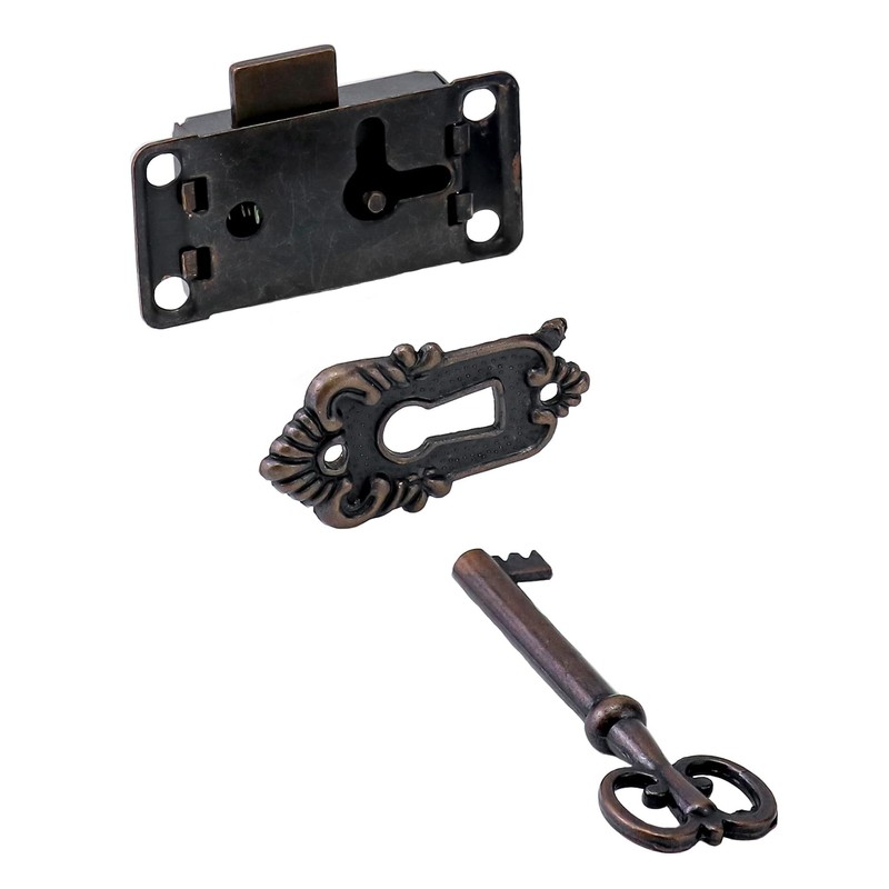 QWORK® 3 Pieces Antique Cabinet Door Lock Sets, Retro Locks