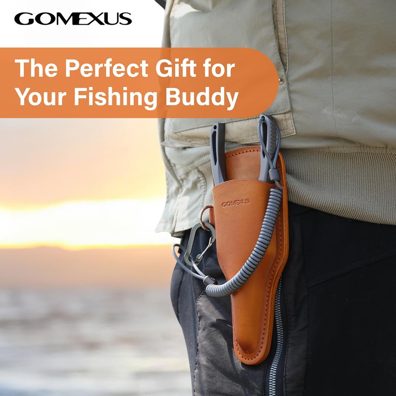 Gomexus Fishing Pliers Sheath with Springsteels Belt Clip,Cowhide Leather Holsters