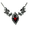 Ivy Leaf Red Stone Gothic Victorian Style Necklace Deathrock Pendant
