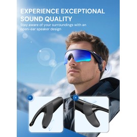 Polarized Bluetooth Sunglasses for Cycling Running, Men's Smart Cycling Glasses with Open Ear Music Speakers, Private and Loud Sound, Built-in Microphone, UV Protection, Ideal for Outdoor Activity