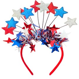 Corabsar 4th of July Headband for Women - Glitter Star Headband - Red White and Blue Accessories for 4th of July Party Supplies - Memorial Day Party Supplies