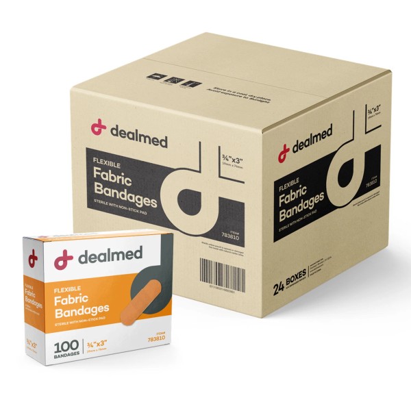 Dealmed Fabric Adhesive Bandage, 3/4" x 3", 100/Box (Case of