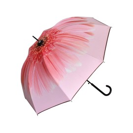 Genuine UMBRELLA WORKS [Women's Long Umbrella, UV Reduction Rate Over 99% and Over 99% Light Blocking] Gerbera 22.8 inches (58 cm) One-Touch Jump Umbrella (UV Black Coating/Fiberglass Ribs)