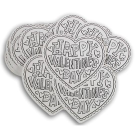 Happy Valentine's Day Coloring Hearts - 24 Piece - 4.88 x 4.48 Inches