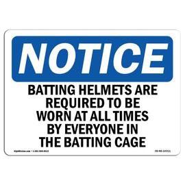 OSHA Notice Signs - Batting Helmets are Required to Be Worn Sign | Extremely Durable Made in The USA Signs or Heavy Duty Vinyl Label | Protect Your Construction Site, Warehouse & Business