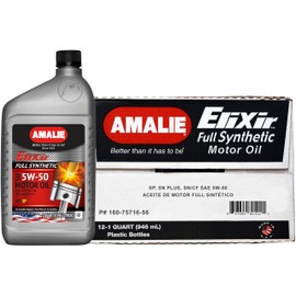 Amalie Elixir Full Synthetic 5W-50 Motor Oil (160-75716-56) 1 Quart Bottle, Pack of 12 | Made in USA