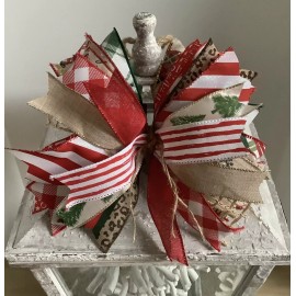 The Glitz & Glam Boutique Red & Green Christmas Messy Bow, Christmas Lantern Bow - Handmade 10" Christmas