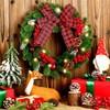 Dingion 14 Inch Christmas Lighted Wreath with Large Buffalo Plaid