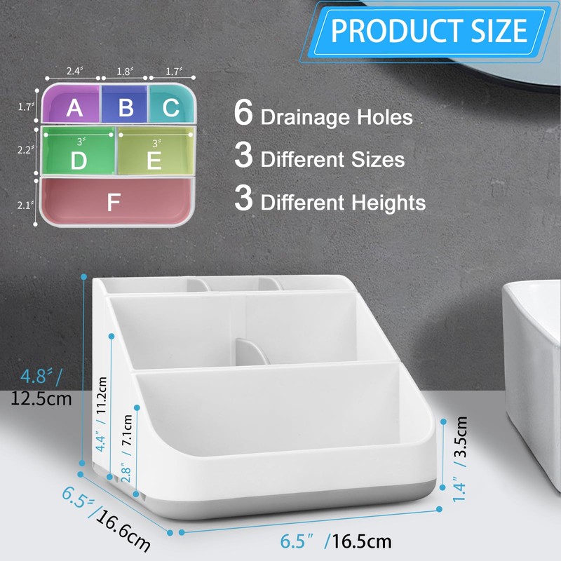 Toothbrush Holder for Bathroom,Detachable for Easy Cleaning Multi-Functional Countertop Storage
