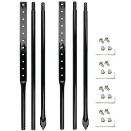 Heavy Duty Metal Sign Stakes, 52 Inch Length, Black Steel, Set of 2 with Hardware