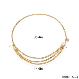 Aluinn Coin Pendant Belly Chain Boho Gold Waist Chain Fashion Body Chain Jewelry for Women
