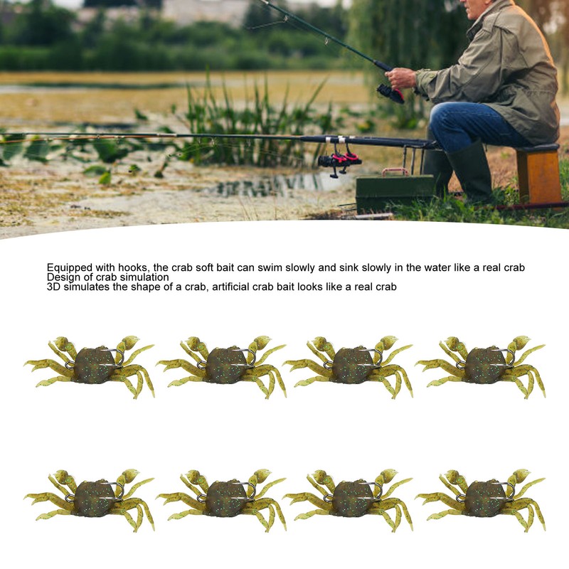 8Pcs Artificial Crab Bait 13cm 33.5g Simulation Crab Soft Lure