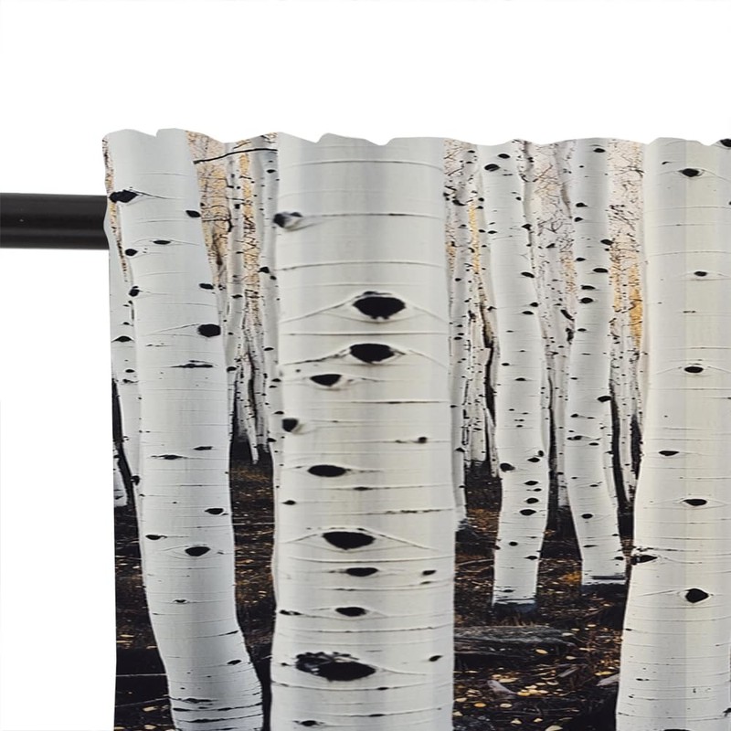 HDESDIS 1 Panel White Birch Tree Valances for Windows, Forest